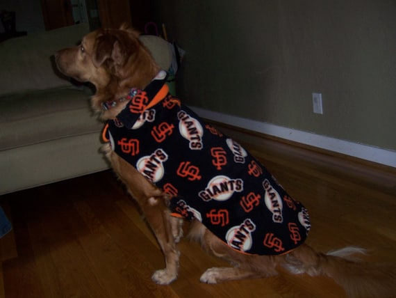 Fleece Dog Coat in SF Giants Print. 