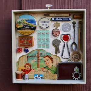 Grandma's Kitchen Drawer - Found Object Assemblage Shadowbox Art