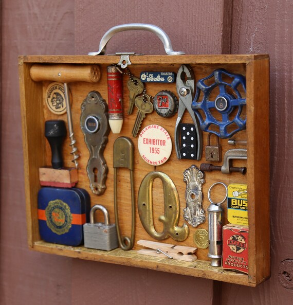 Grandpa's Junk Drawer- Found Object Assemblage Art - Etsy