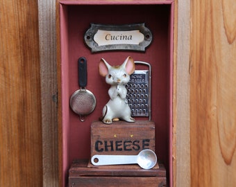 Kitchen Mouse- Found Object Assemblage Art