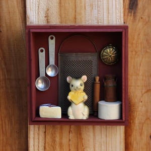 The Kitchen Mouse- Found Object Assemblage Art Box