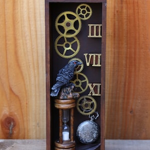 Clockwork Raven - Found Object Assemblage Art Box