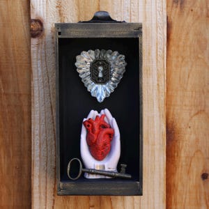 Human Heart Box- Found Object Assemblage Art Box