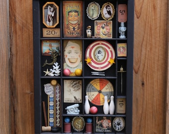Freak Show - Found Object Assemblage Printers Tray