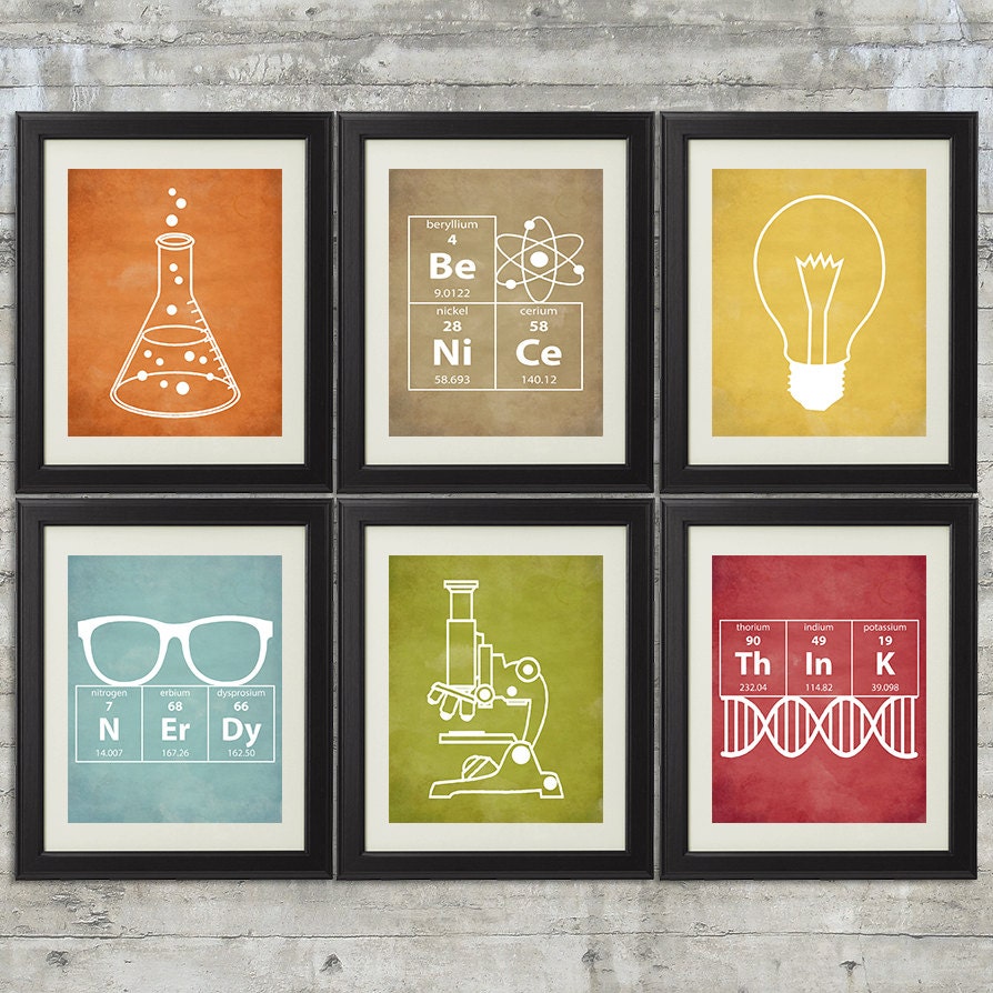 Nerdy Science Art set of 6 8x10 Instant Download Etsy