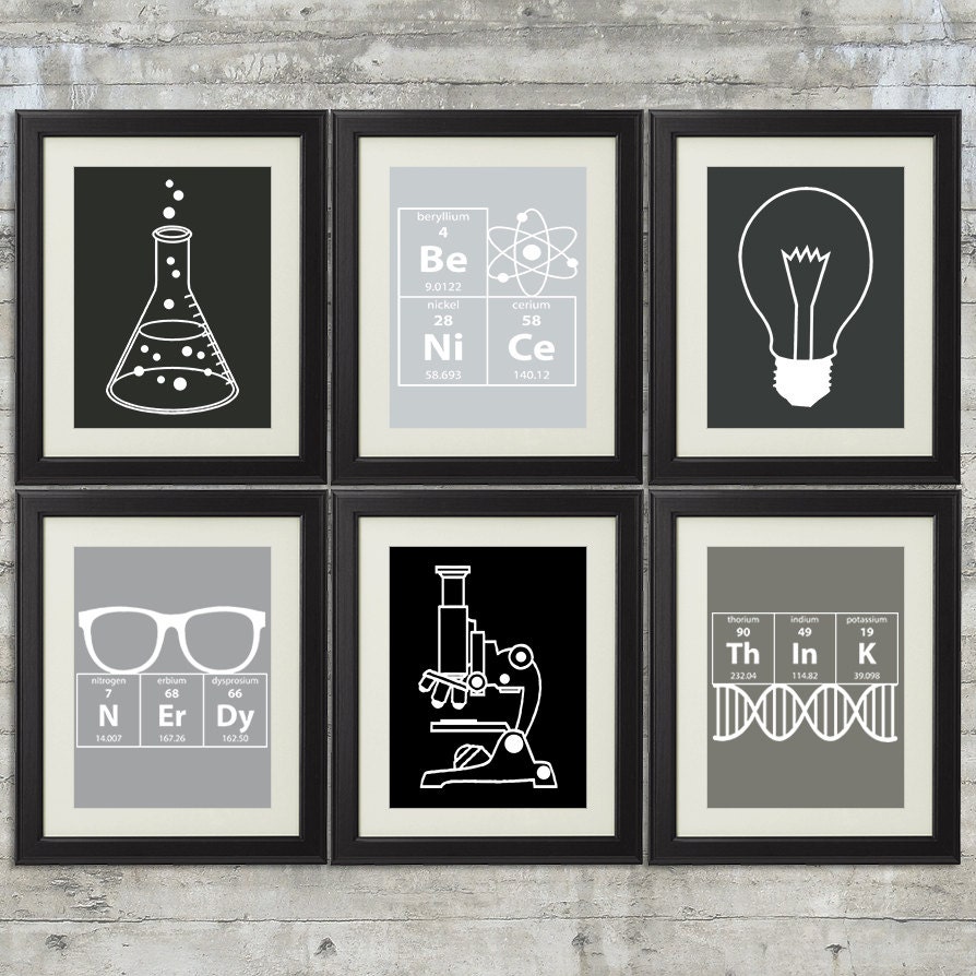 Nerdy Science Art set of 6 8x10 Instant Download Etsy