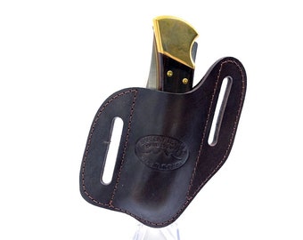 Barsony Leather Folding Knife Pancake Sheath