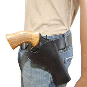 New Sizes Black Leather Cross Draw Holster for 4&quot; Revolvers (#CR4BL-2)