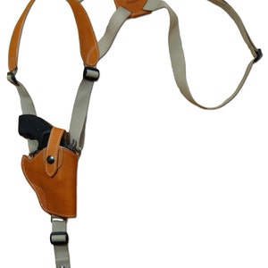 New Saddle Tan Leather Vertical Shoulder Holster for 2&quot; Snub Nose Revolvers (63/2STVR)