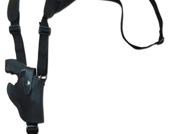 New Black Leather Vertical Cross Harness Shoulder Holster for 2" Snub Nose Revolvers (63/2BLVR)