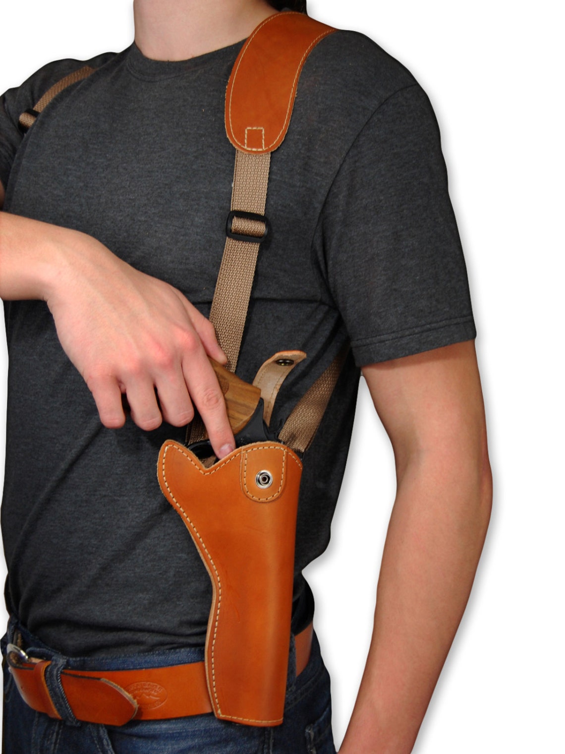 New Saddle Tan Leather Vertical Cross Harness Shoulder Holster - Etsy