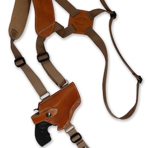 New Saddle Tan Leather Horizontal Shoulder Holster for 2&quot; Snub Nose Revolvers (63/2ST)