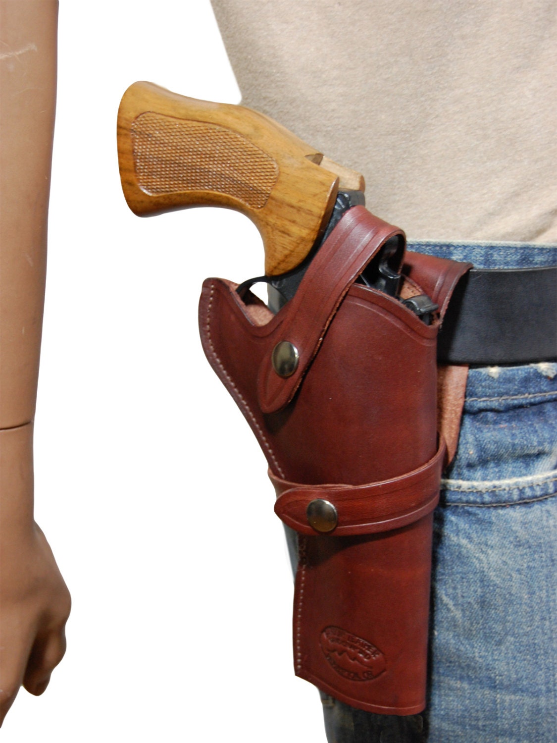 Fondina Western in pelle bordeaux di nuove dimensioni per revolver da 6 (# 45-6BU-2) - Italia