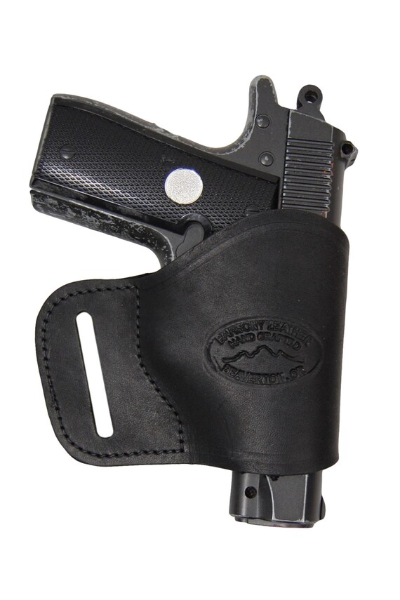 Barsony Horizontal Black Leather Shoulder Holster For Ruger Compact 9mm, .40, .45 - Made In USA, Model 22HORBL