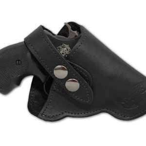 New Black Leather Outside the Waistband (OWB) Holster for Snub Nose 2&quot; 22 38 357 41 44 Revolvers (#11BL)