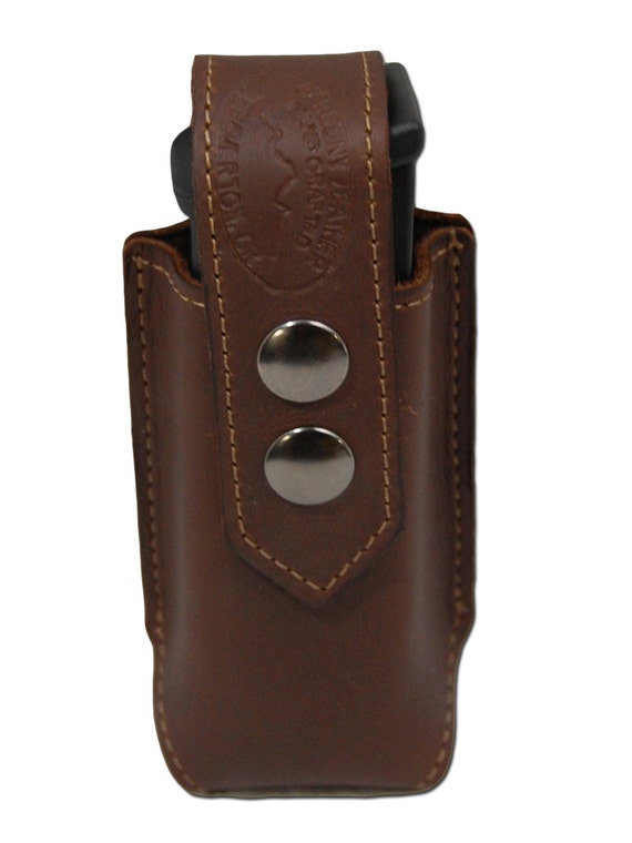 Pochette étui HKS Double Magazine - Cuir Marron, Boucle Ceinture 2,25 Pouces