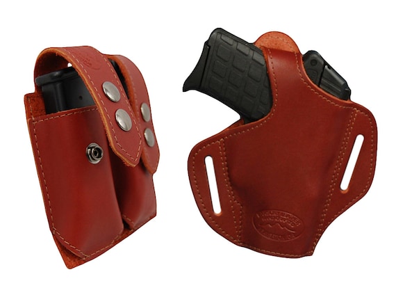 New Tan Leather Pancake Gun Holster Dbl Mag Pouch for Taurus Compact 9mm 40 45