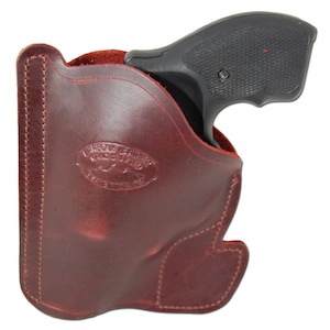 New Sizes Burgundy Leather Pocket Holster for 2&quot;, Snub-Nose .38 .357 Revolvers (#PO2BU-2)