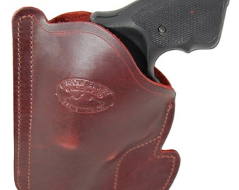 New Burgundy Leather Pocket Holster for 2", Snub-Nose .38 .357 Revolvers (#PO2BU)