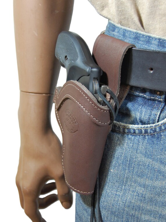 Barsony Brown Leather Western Holster For Charter Arms Snub Nose .22, .38, .357 (2-Inch Barrel)