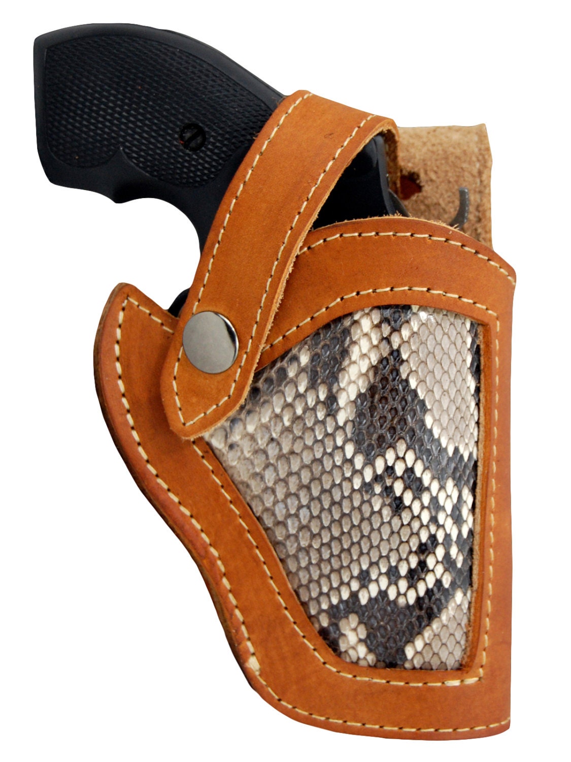 New Saddle Tan Leather Python Snake Skin Inlay Holster for Etsy