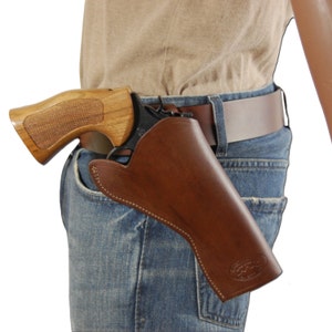 New Sizes Brown Leather Cross Draw Holster for 4&quot; Revolvers (#CR4BR-2)
