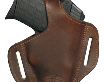 New Brown Leather Pancake Holster for .380, Ultra Compact 9mm 40 45 (#57BR)