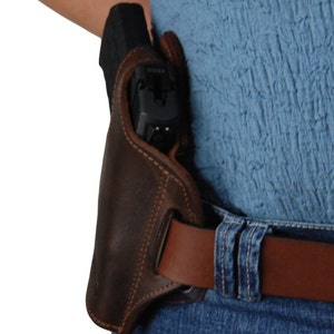 Neues Braunes Leder Pancake Holster für .380, Ultra Compact 9mm 40 45 (#57BR) Bild 4
