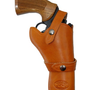 New Sizes Saddle Tan Leather Western Holster for 4&quot; Revolvers (#45-4ST-2)