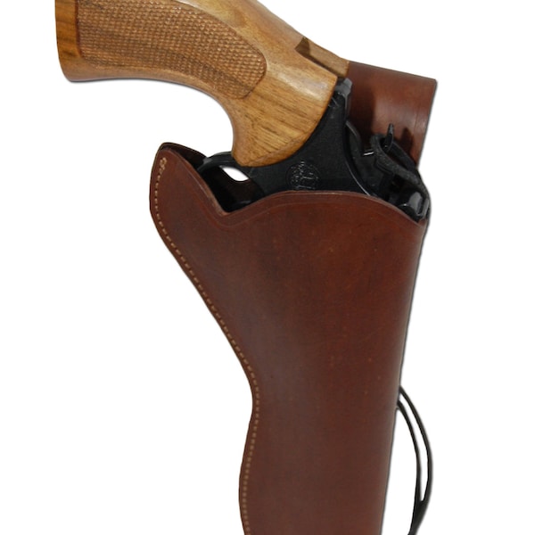 New Brown Leather 49er Style Outside the Waistband (OWB) Gun Holster for 6" Revolvers (#446BR)