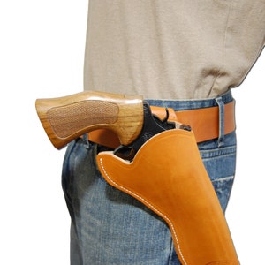 New Sizes Barsony Saddle Tan Leather Cross Draw Holster for 6&quot; Revolvers (#CR6ST-2)