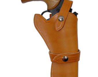 New Saddle Tan Leather Western Style Gun Holster for 6" Revolvers (#45-6ST)