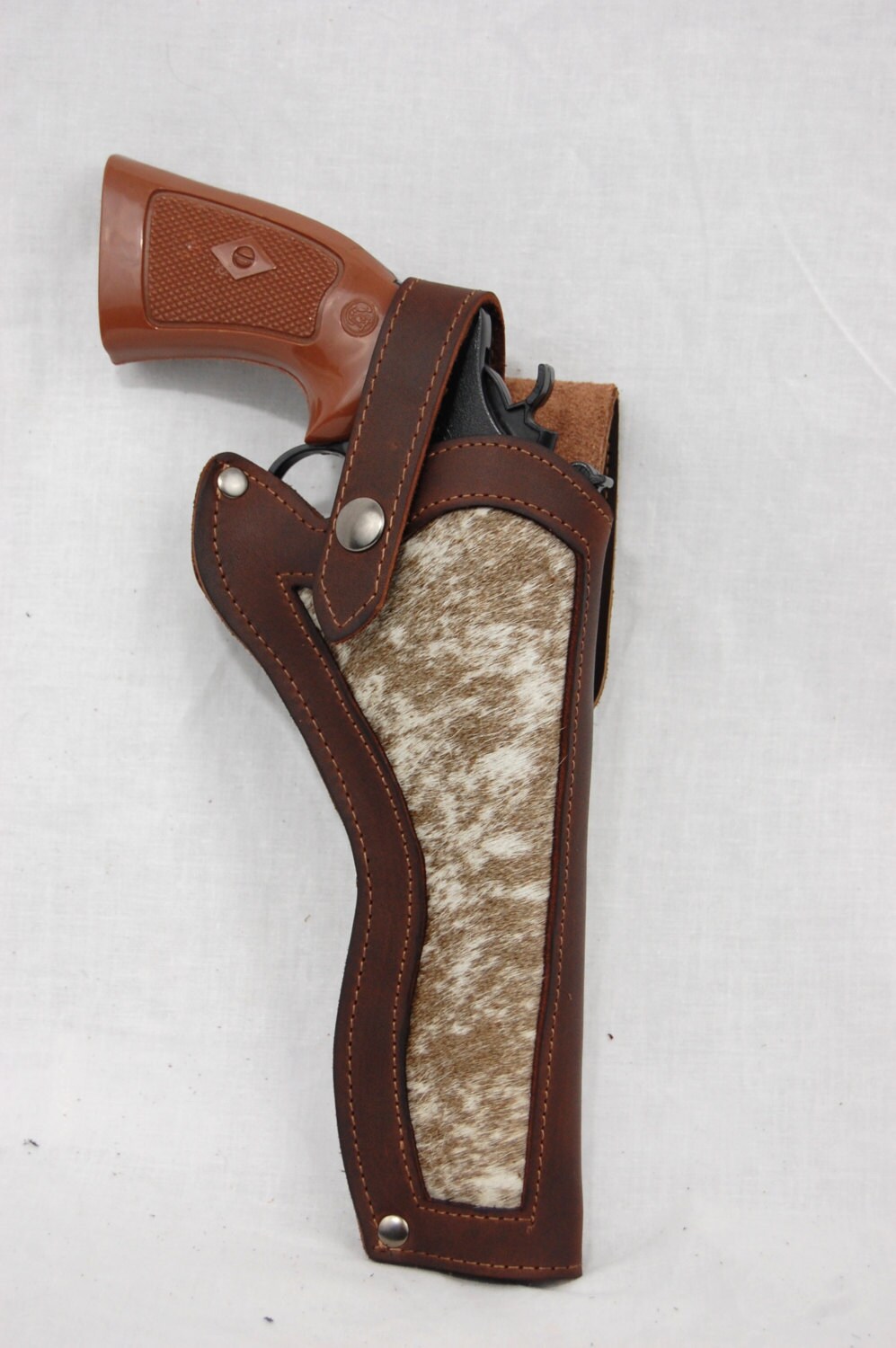 New Leather Hair on Hide Inlay OWB Holster for 6 22 38 357 41 44 Revolvers  
