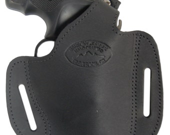 New Black Leather Pancake Holster for .22 .38 .357 2" Revolvers (#54BL)