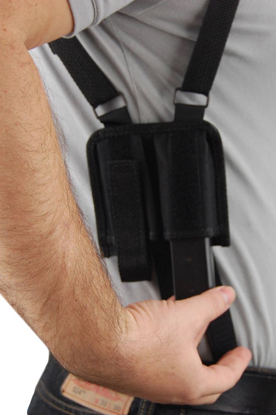Deluxe Shoulder Holster With Double Magazine Pouch - Ambidextrous, Nylon, Adjustable For Various Pistols (9mm)