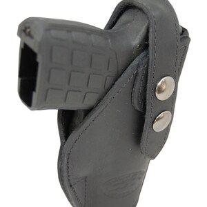 New Black Leather OWB Belt Holster Mag Pouch for .380, Ultra-Compact 9mm 40 45 Pistols C12BL image 4