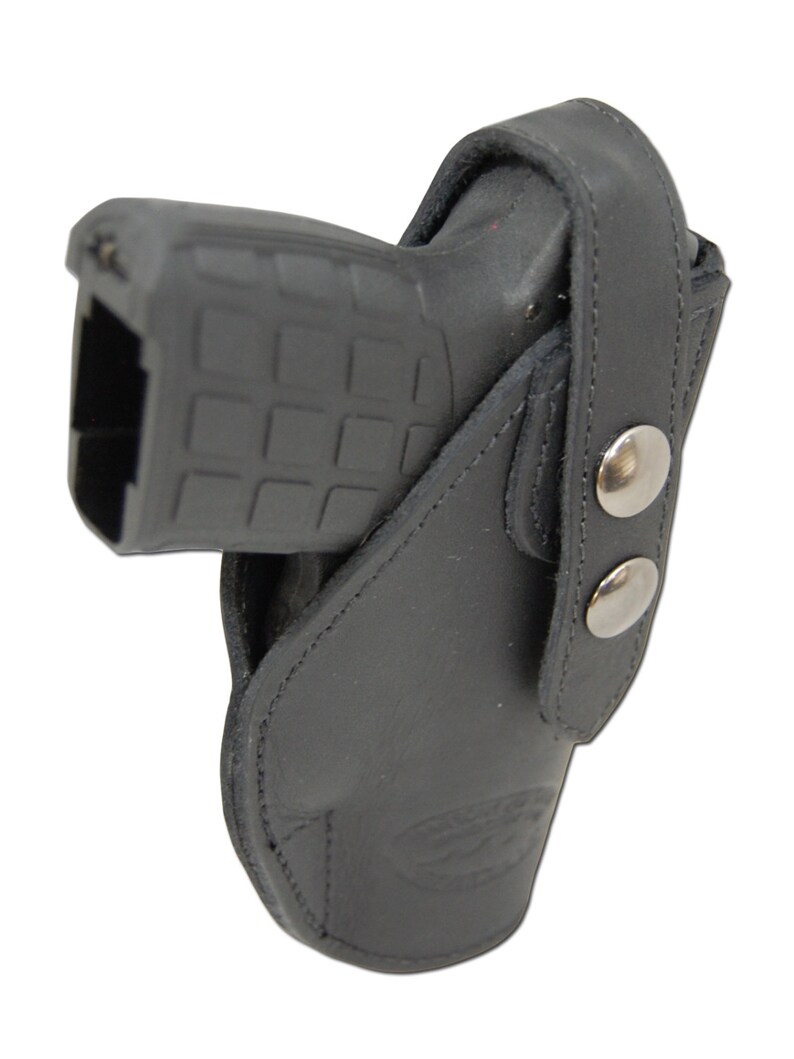 New Black Leather OWB Belt Holster Mag Pouch for .380, Ultra-Compact 9mm 40 45 Pistols C12BL image 4