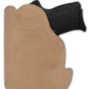 Natural Tan Leather Pocket Holster: Concealed Carry, USA Made