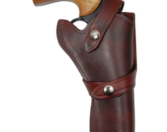 Nueva funda occidental de cuero borgoña para revólveres de 6" (#45-6BU)