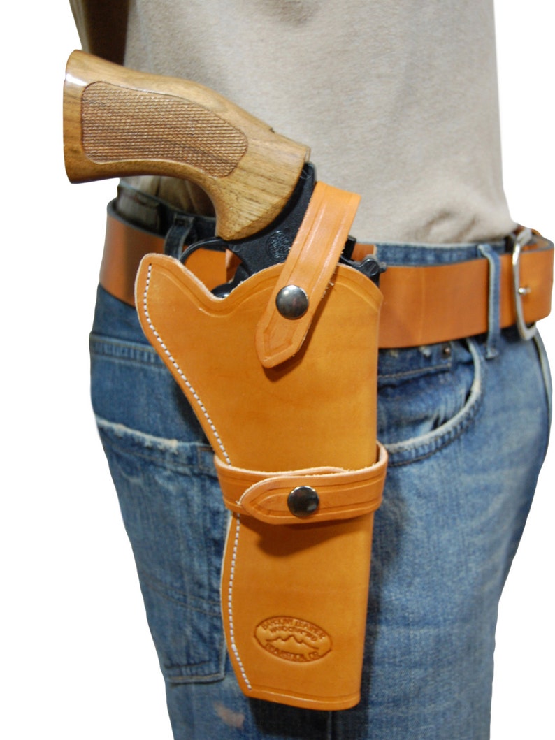 Barsony Black Leather Western Hip Holster For Ruger 6-Shot Revolvers – Model 45-6BL