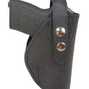 New Black Leather OWB Belt Holster Mag Pouch for .380, Ultra-Compact 9mm 40 45 Pistols C12BL image 2