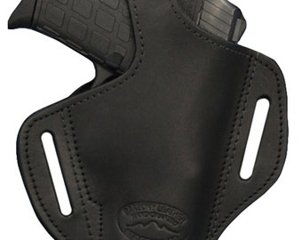 New Black Leather Pancake Holster for .380, Ultra Compact 9mm 40 45 (#57BL)