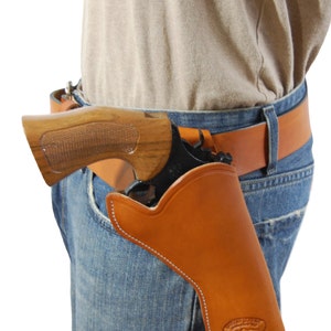 New Sizes Saddle Tan Leather Cross Draw Holster for 4&quot; Revolvers (#CR4ST-2)