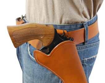 New Saddle Tan Leather Cross Draw Holster per revolver da 4" (#CR4ST)