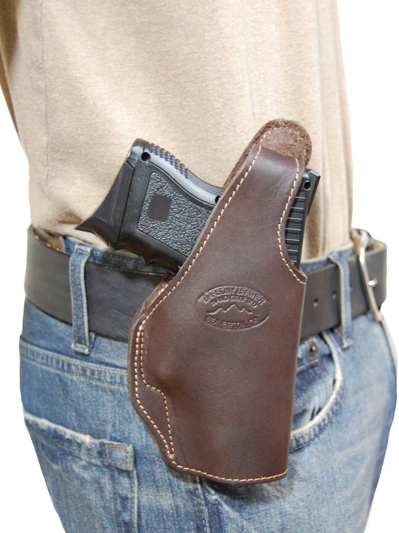 New Brown Leather OWB Belt Clip Holster for Compact Etsy