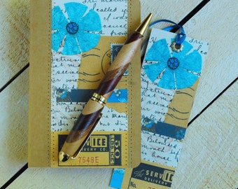 Blue Floral Collage Notebook Set