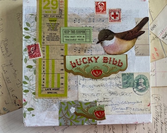 Lucky Bird Original Collage