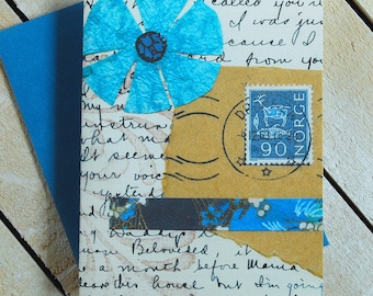 Blue Flower Collage Note Set