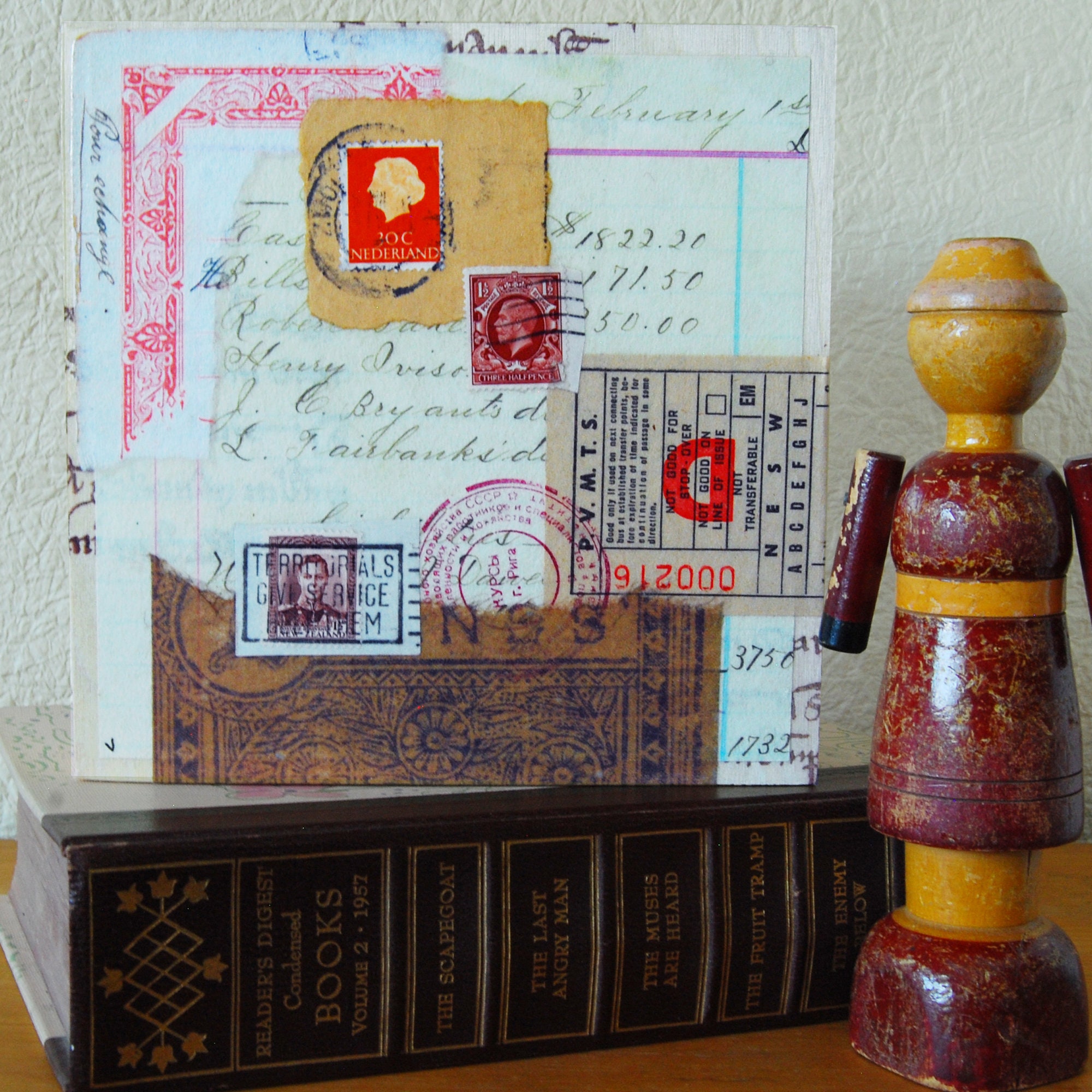 Type on Wood Original Collage