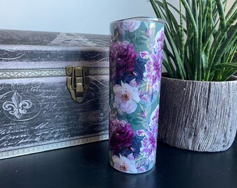 Beautiful floral tumbler by Felicianation, 20 oz stainless steel tumbler for hot or cold drinks